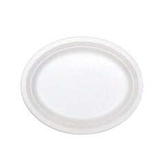 Assiettes ovales compostables (bagasse blanc)