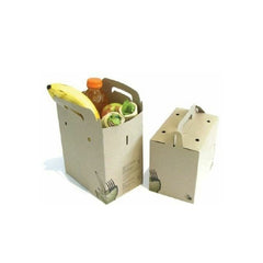 Boîtes pour emporter compostables avec poignée (carton kraft)