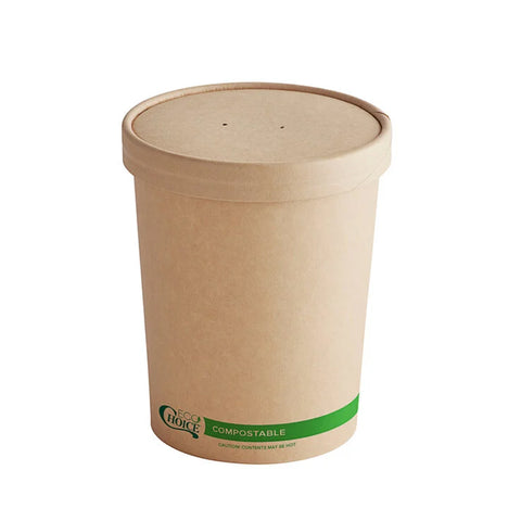 Bols compostables pour nourriture chaude et froide avec graphiques (papier kraft)