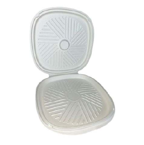 Compostable hinged pizza boxes (white bagasse)