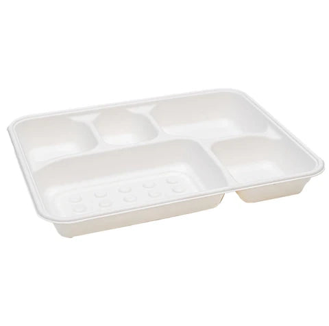 5 Compartment Bento Boxes (White Bagasse)