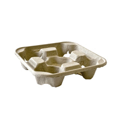 Heavy Weight 4 Cup Compostable Carry Tray