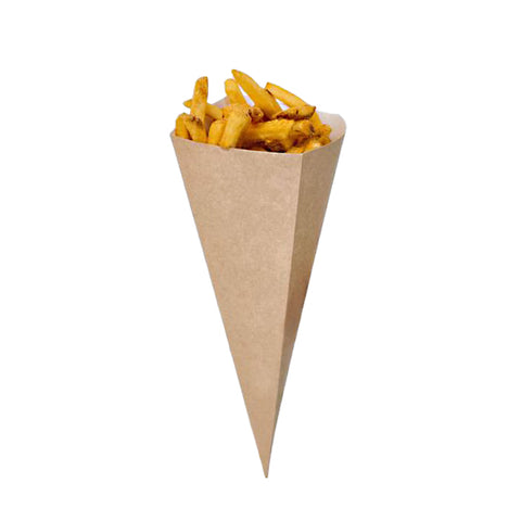 Compostable French fry cones (kraft cardboard)