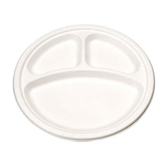 3 Compartment Compostable Plates (White Bagasse)