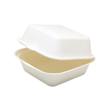 Compostable Square Clamshell Containers (PFAS-Free White Bagasse)