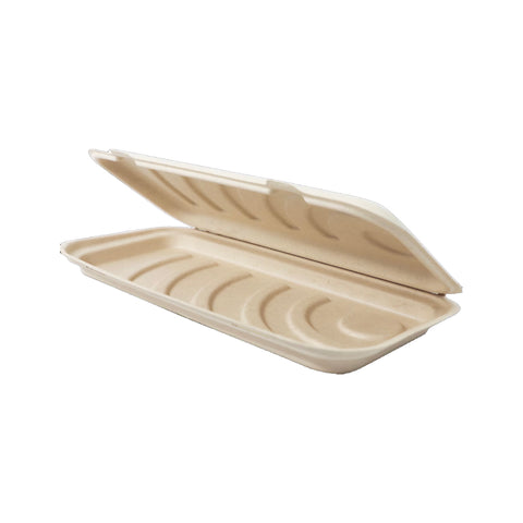 Compostable Rectangular Clamshell Containers (PFAS-Free Fiber)