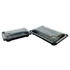 Compostable sushi containers with lids (black and clear PLA)