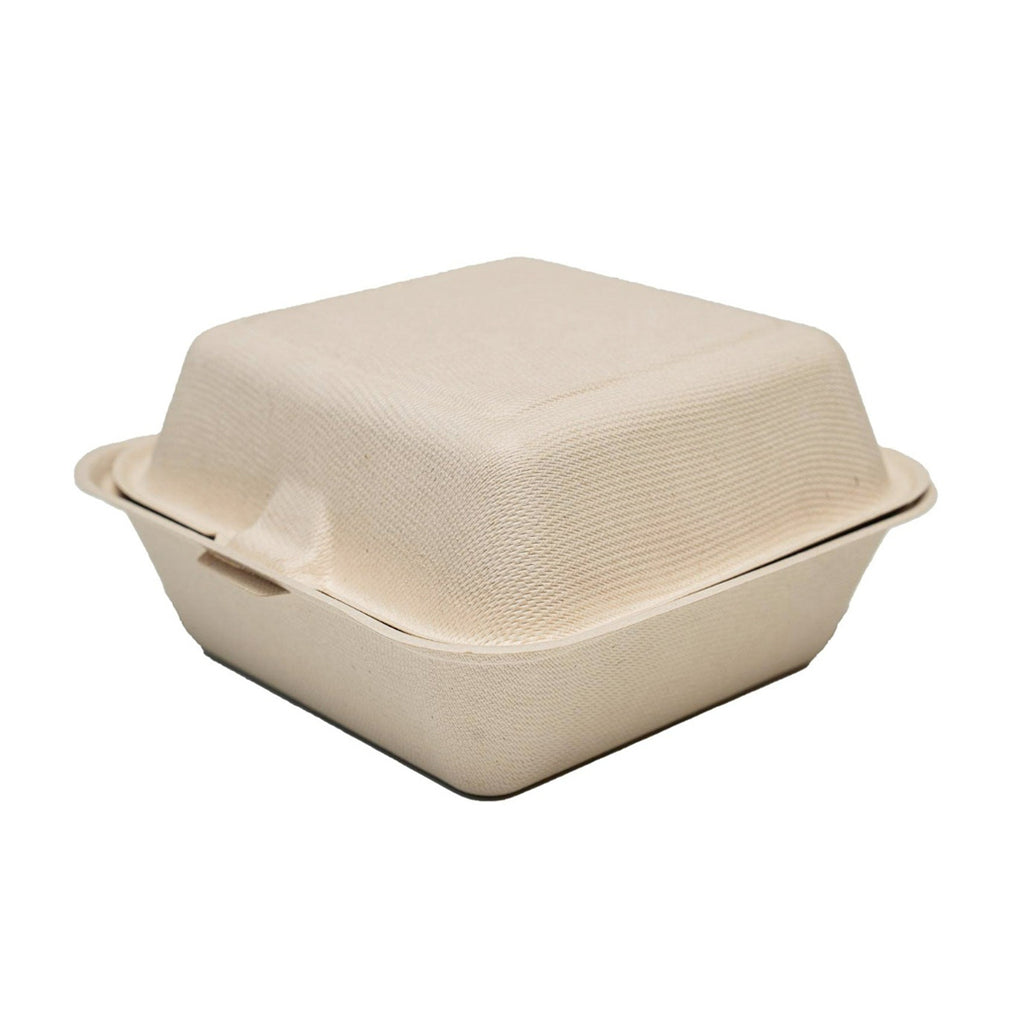 Compostable Square Clamshell Containers (No PFAS Added Bagasse ...