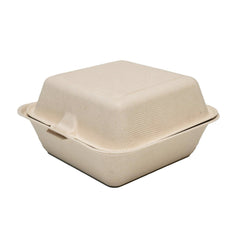 Compostable Square Clamshell Containers (PFAS Free Bagasse)