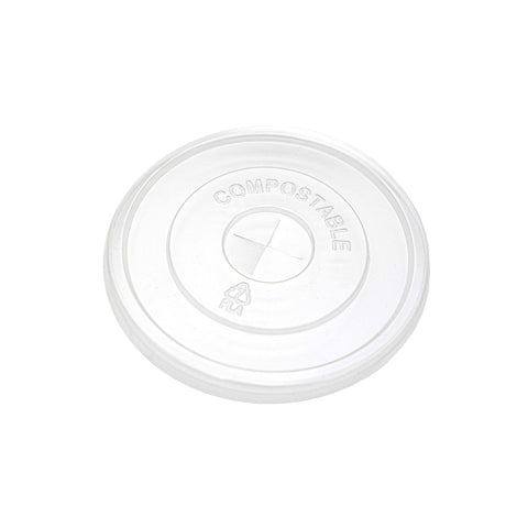 Couvercles compostables plats pour verres à boisson froide en papier 90mm (PLA transparent)