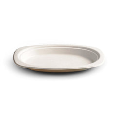 Oval White Bagasse Compostable Plates and Dishware
