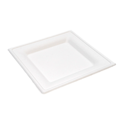 Square White Bagasse Compostable Plates and Dishware