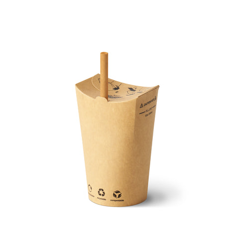 Compostable Cups with Integrated Lids (Kraft Paper)