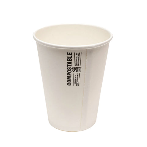 Verres pour boisson chaude compostables (carton blanc)