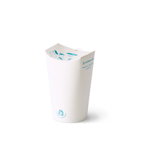 Compostable cups with integrated lids (white paper)