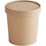 Contenants compostables en papier « kraft » pour soupe/crème glacée avec couvercles
