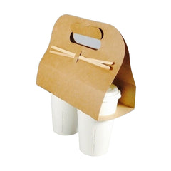Cabarets de transport compostables pour deux breuvages chauds (carton kraft)