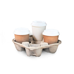 Heavy Weight 4 Cup Compostable Carry Tray