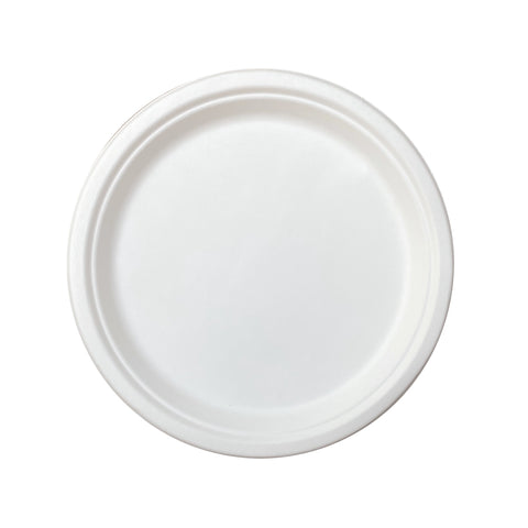 Round Compostable Plates and Dishware (White Bagasse)